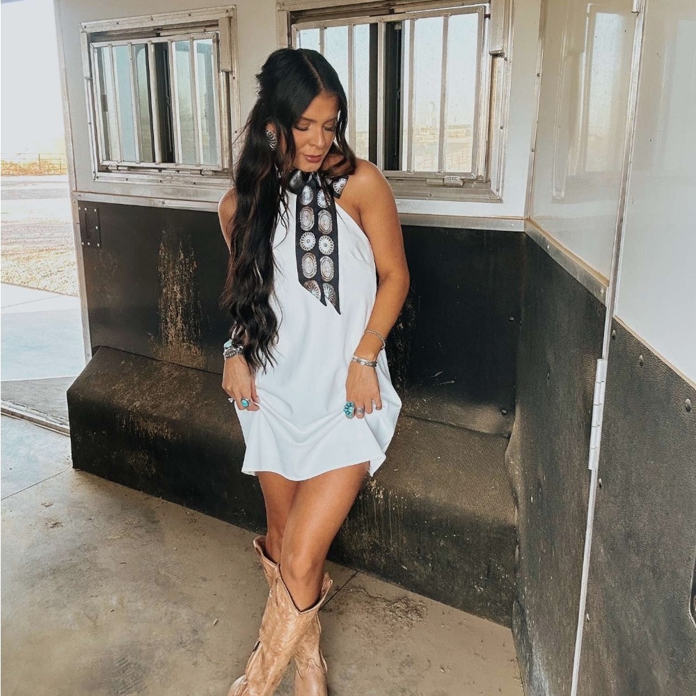 Gold buckle Halter Dress